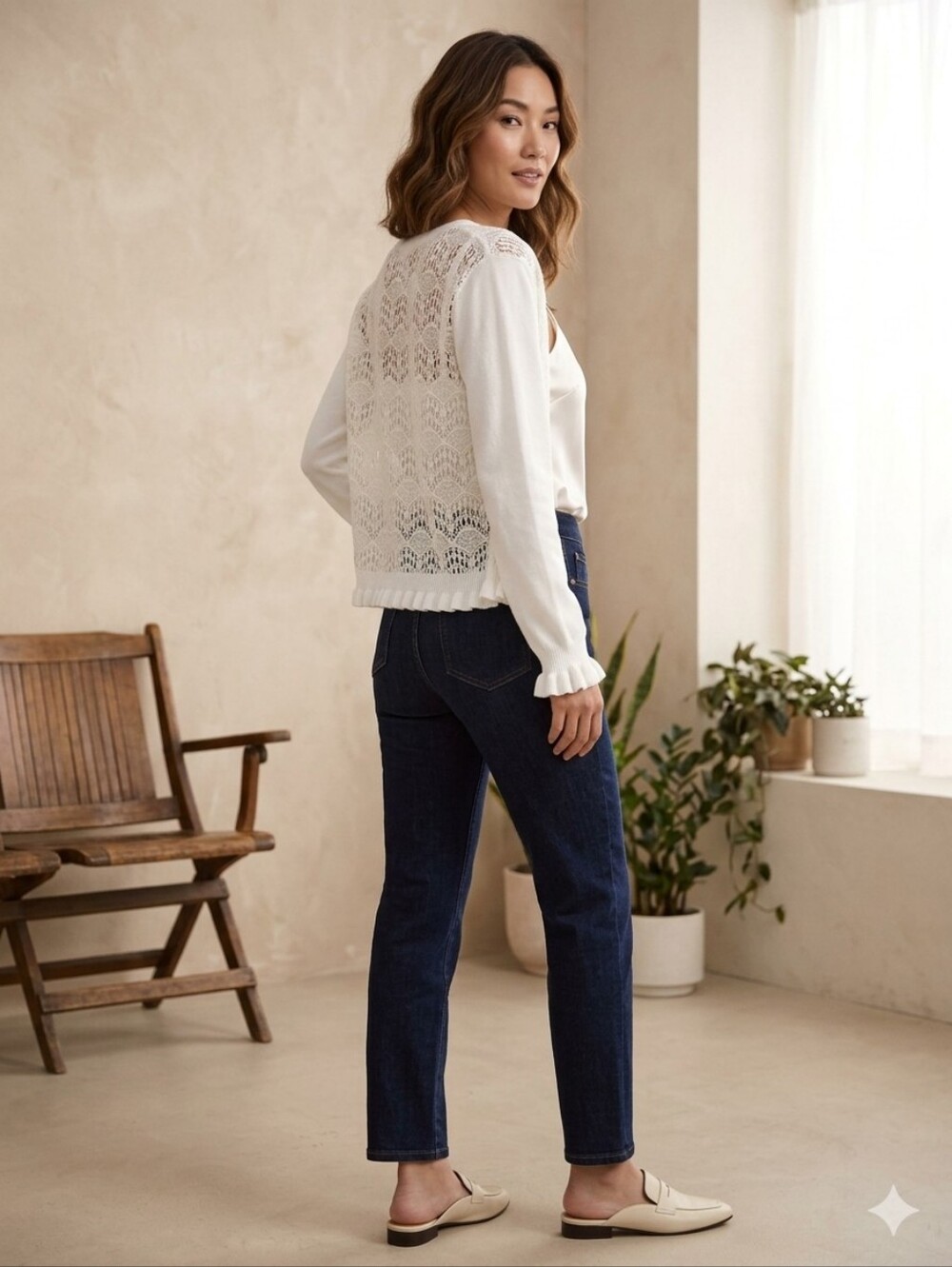 Linea Domani Open-Front Ruffle-Hem Cardigan XL